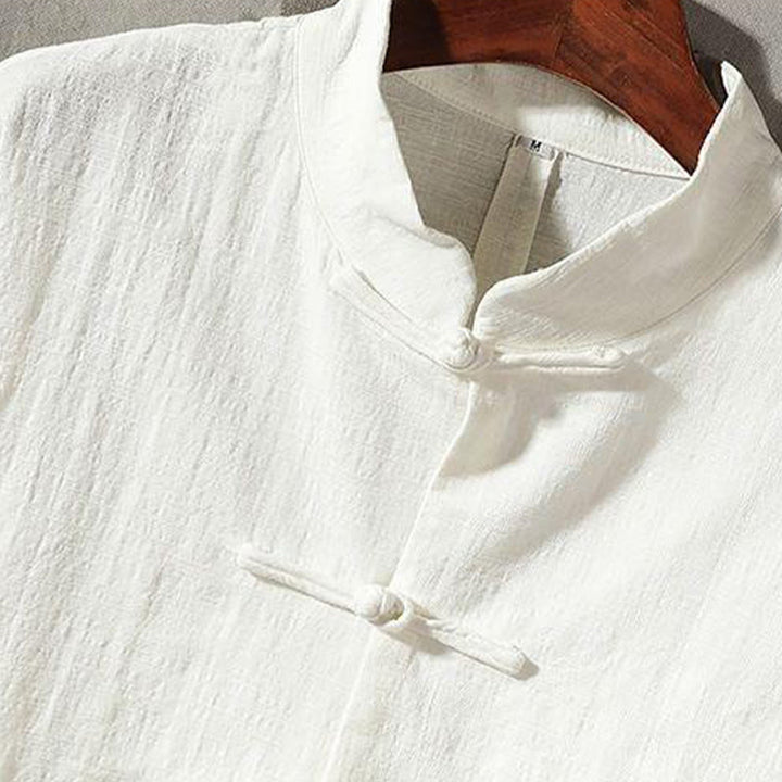 Buddha Stones Stand Collar Tang Suit Casual Cotton Linen Shirt - image 3