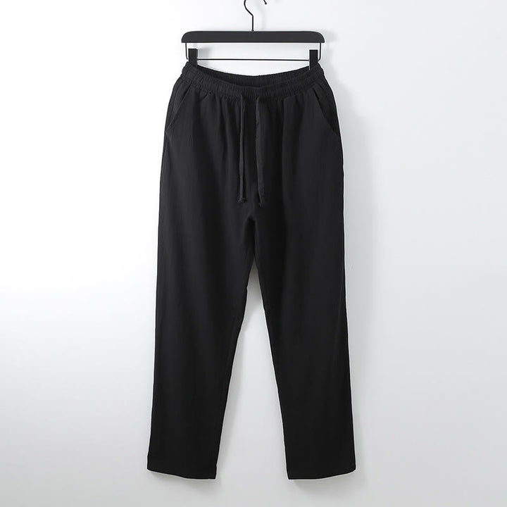 Buddha Stones Cross-Collars Cotton Tang Suit Hanfu Top Pants Clothing Men's Set - image 9