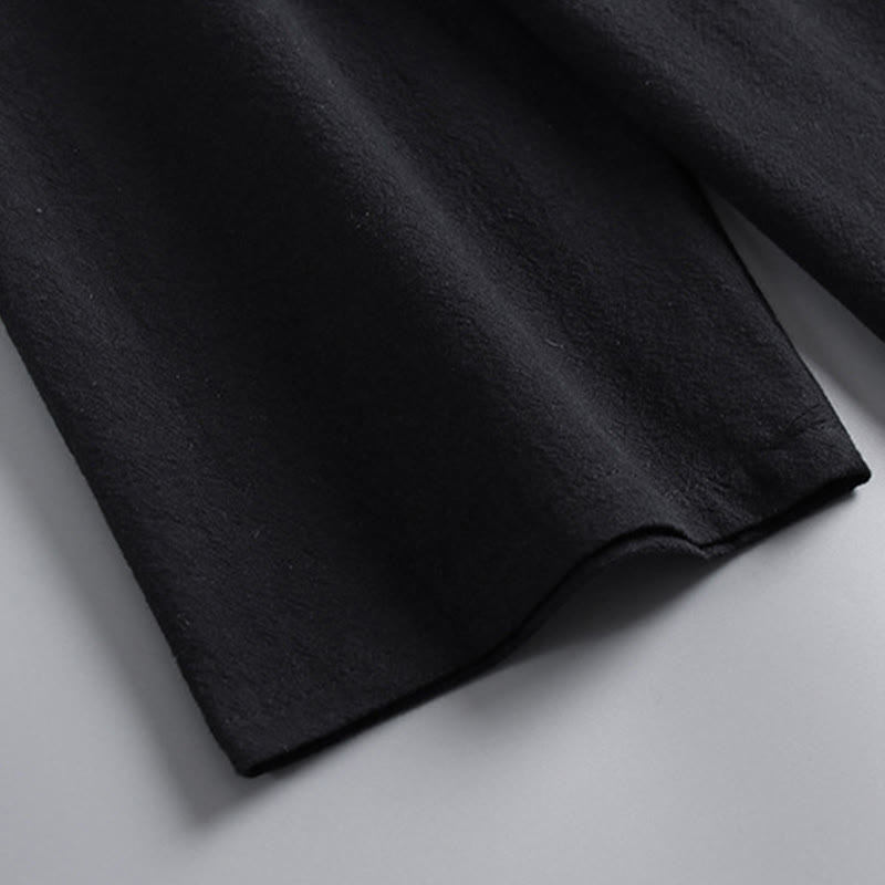 Buddha Stones Cross-Collars Cropped Bloomers Cotton Tang Suit Hanfu Top Pants Clothing Men's Set - image 14
