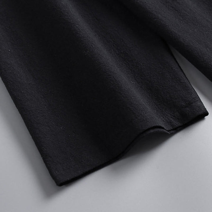 Buddha Stones Cross-Collars Cropped Bloomers Cotton Tang Suit Hanfu Top Pants Clothing Men's Set - image 14