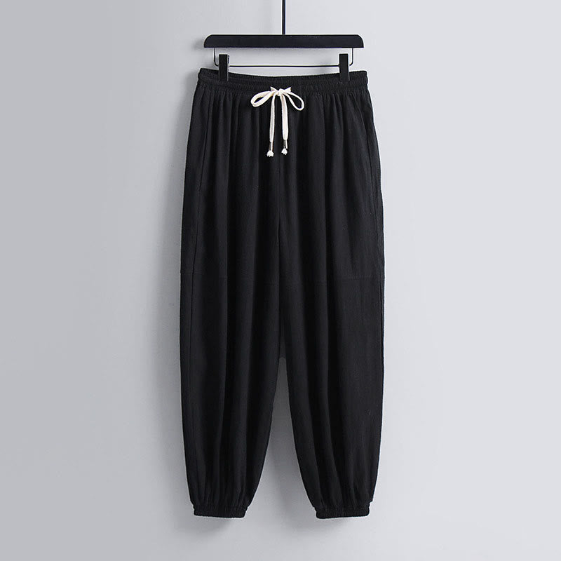Buddha Stones Three-Quarter Sleeves Cropped Bloomers Cotton Top Pants Clothing Men's Set - image 8