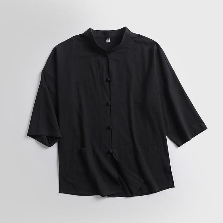 Buddha Stones Three-Quarter Sleeves Cropped Bloomers Cotton Top Pants Clothing Men's Set - image 6