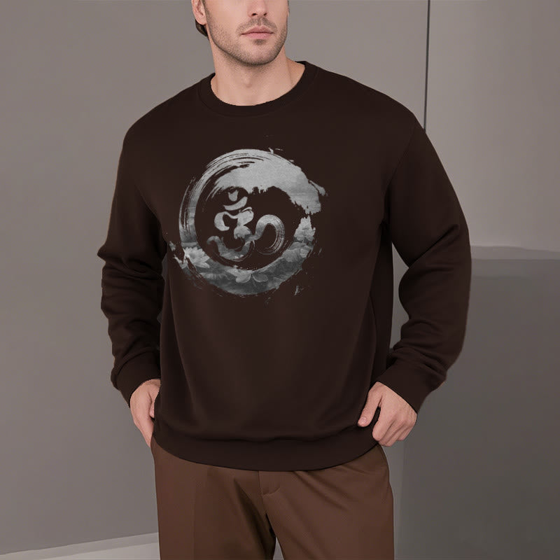 Buddha Stones Om Lotus Fleece Lined Polyester Sweatshirt