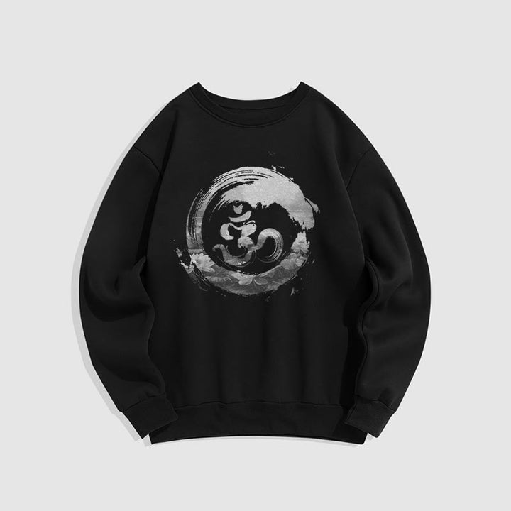 Buddha Stones Om Lotus Fleece Lined Polyester Sweatshirt