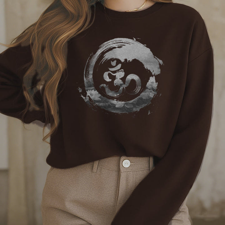 Buddha Stones Om Lotus Fleece Lined Polyester Sweatshirt