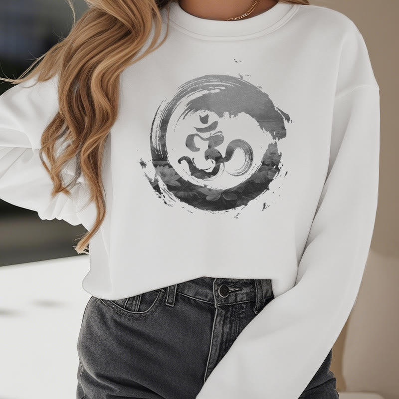 Buddha Stones Om Lotus Fleece Lined Polyester Sweatshirt