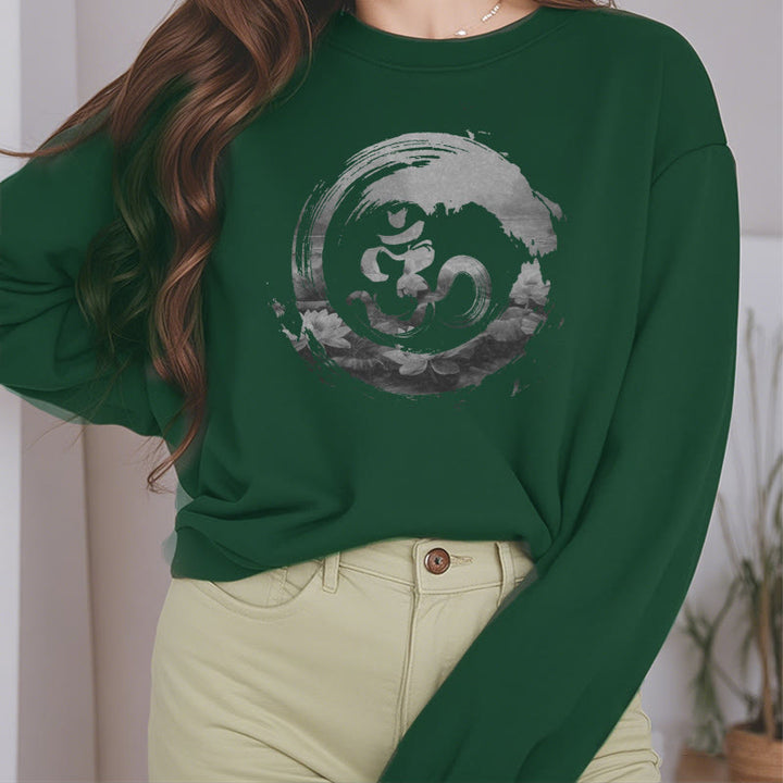 Buddha Stones Om Lotus Fleece Lined Polyester Sweatshirt