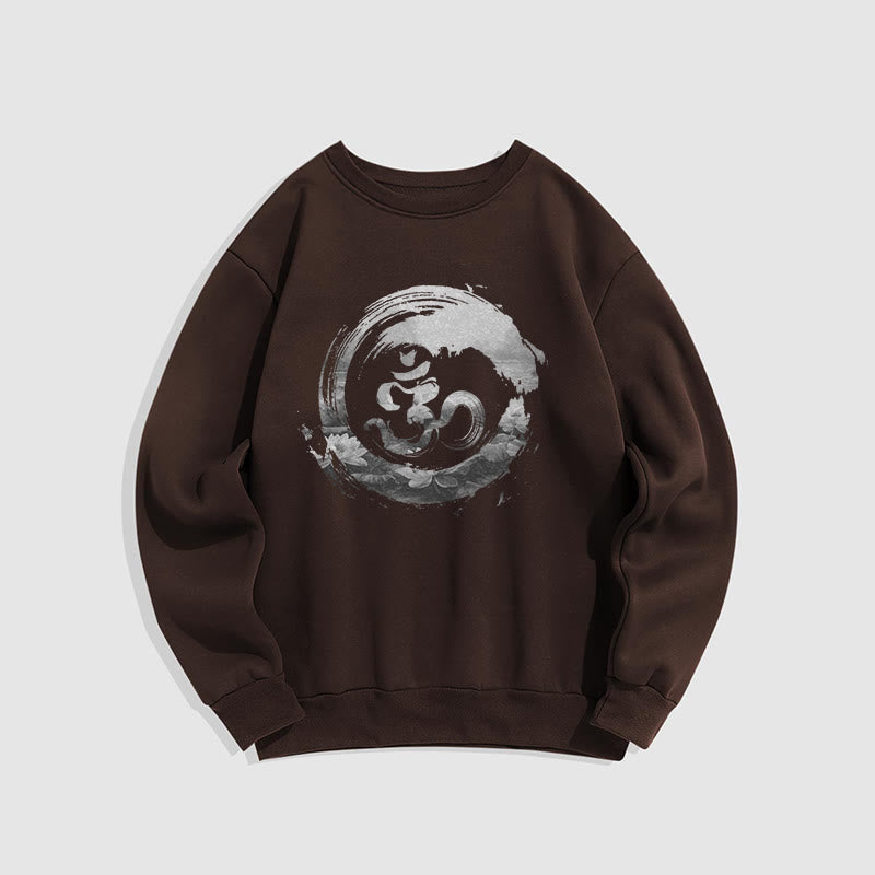 Buddha Stones Om Lotus Fleece Lined Polyester Sweatshirt