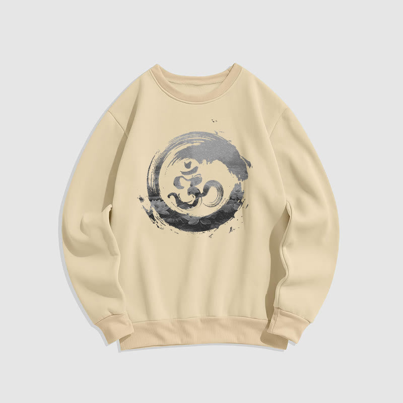 Buddha Stones Om Lotus Fleece Lined Polyester Sweatshirt