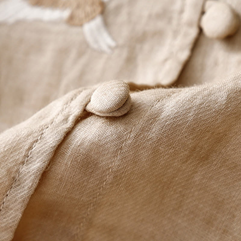 Buddha Stones Round Neck Casual Blouse Embroidery Long Sleeve Shirt Cotton Linen Top Women's Shirts - image 10