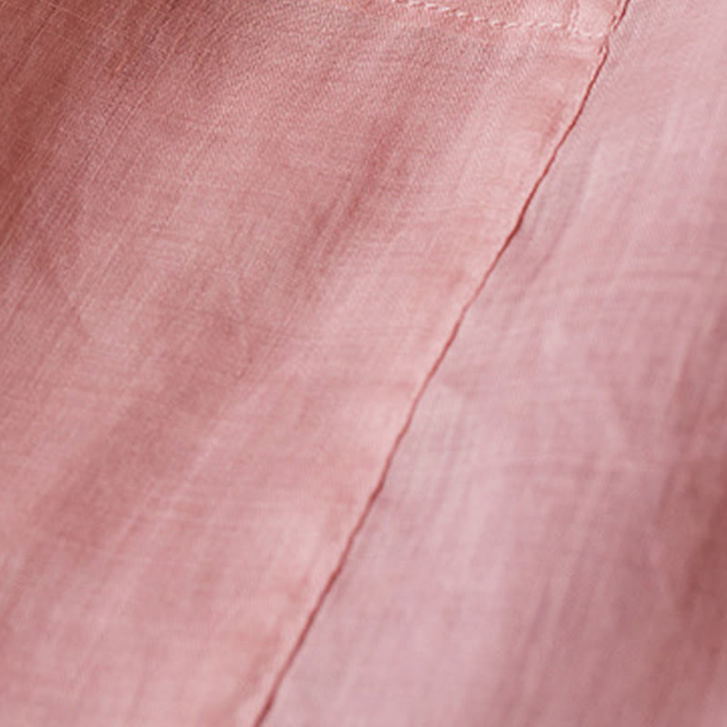 Buddha Stones PLUS SIZE V Neck Casual Solid Color Long Sleeve Shirt Cotton Linen Women's Shirts - image 17