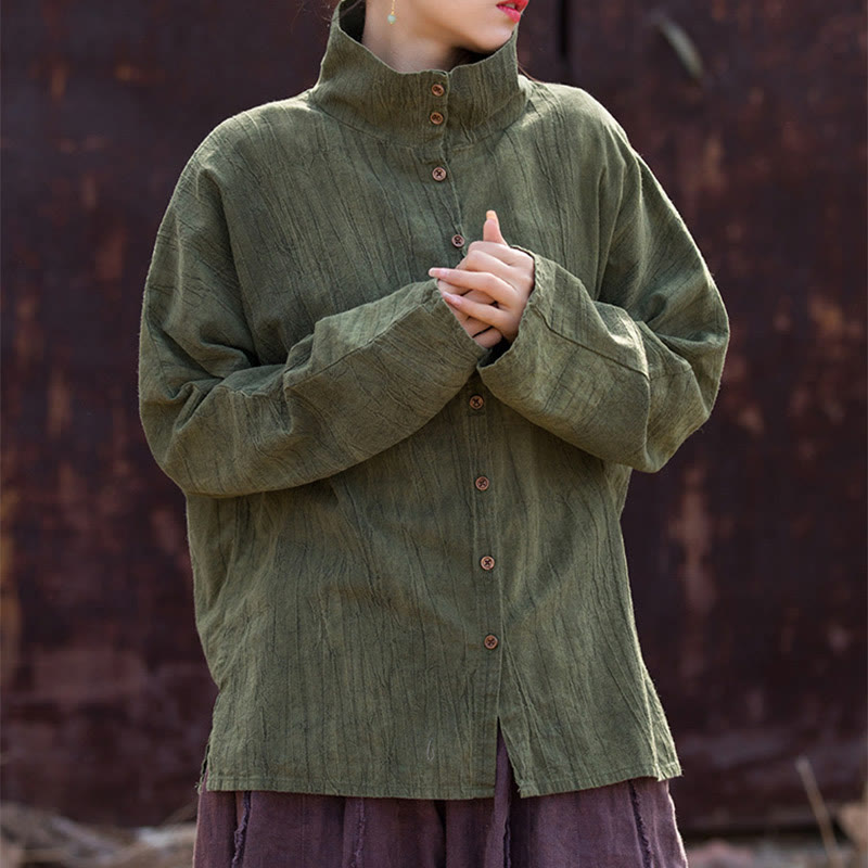 Buddha Stones Turtleneck Dyeing Ramie Cotton Chinese Style Cardigan Clothing - image 12