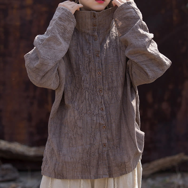 Buddha Stones Turtleneck Dyeing Ramie Cotton Chinese Style Cardigan Clothing - image 23