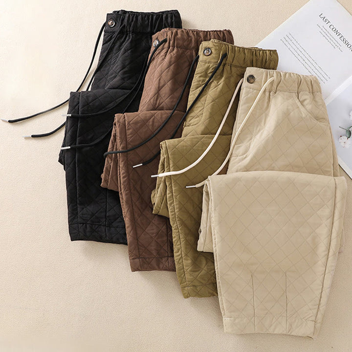Buddha Stones Fall Winter Simple Plaid Cotton Drawstring Harem Pants With Pockets - image 34