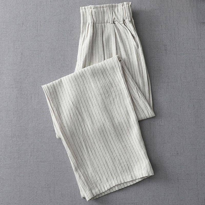 Buddha Stones Vertical Striped High Waist Wide Leg Pants With Pockets - image 2