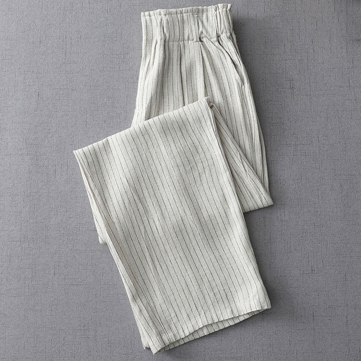Buddha Stones Vertical Striped High Waist Wide Leg Pants With Pockets - image 2
