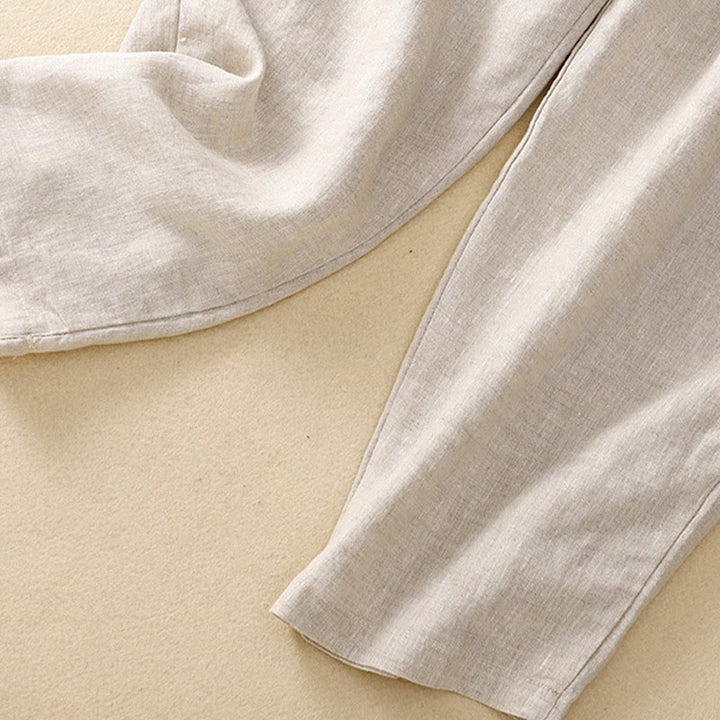 Buddha Stones Vintage High Waist Lace-up Cotton Linen Harem Pants With Pockets - image 33