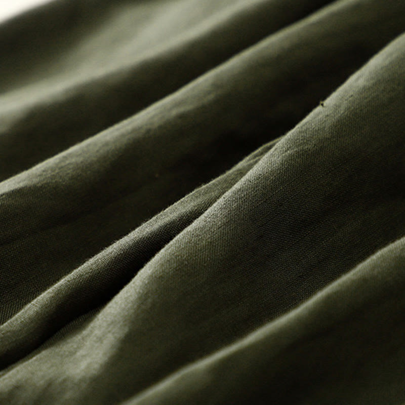 Buddha Stones Vintage High Waist Lace-up Cotton Linen Harem Pants With Pockets - image 37