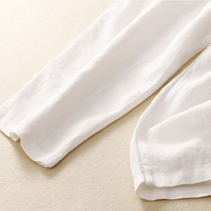 Buddha Stones Vintage High Waist Lace-up Cotton Linen Harem Pants With Pockets - image 24