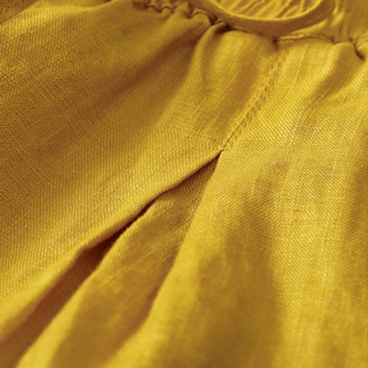 Buddha Stones Vintage High Waist Lace-up Cotton Linen Harem Pants With Pockets - image 17