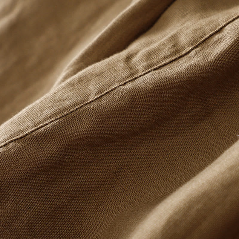 Buddha Stones Vintage High Waist Lace-up Cotton Linen Harem Pants With Pockets - image 4