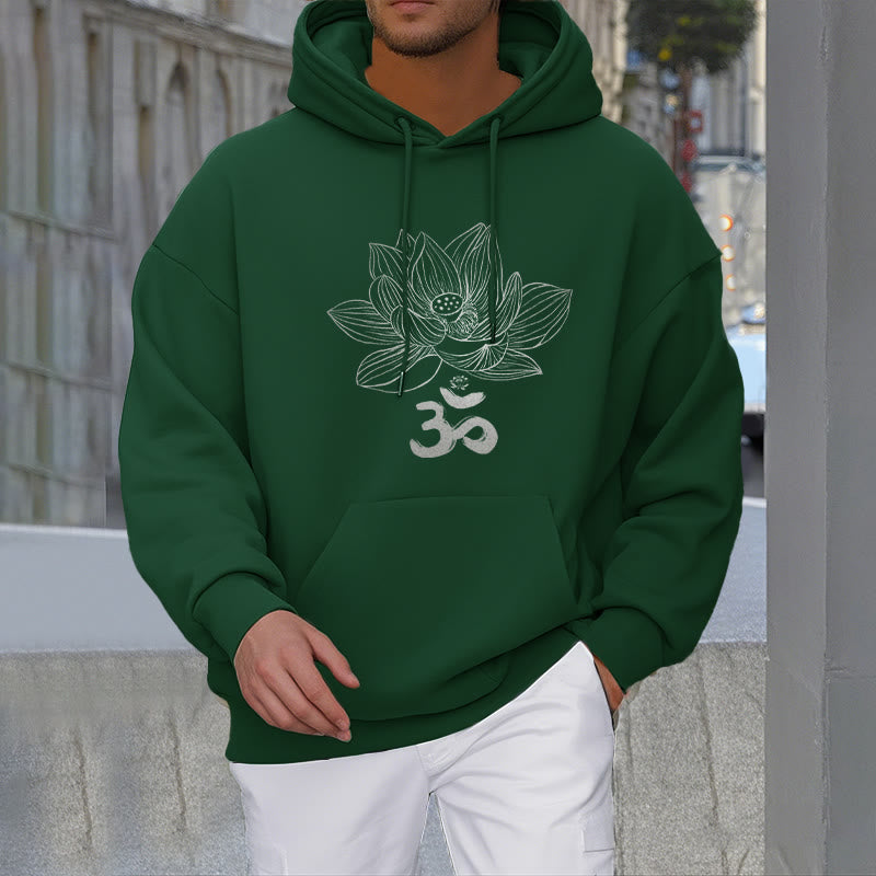 Buddha Stones Om Mantra Sanskrit Lotus Flower Fleece Lined Hoodie