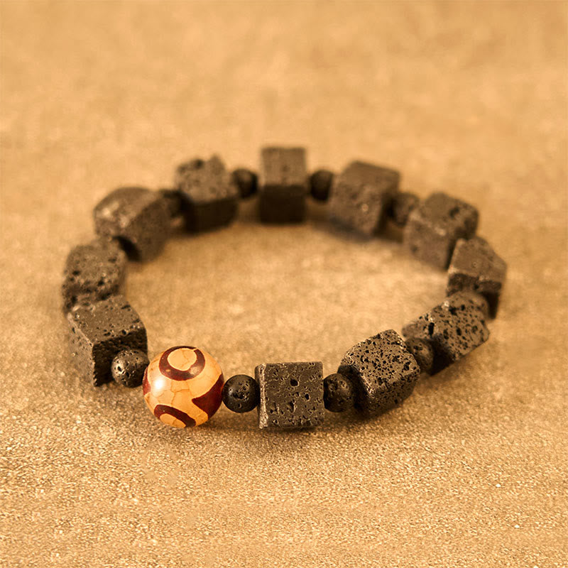 Buddha Stones Lava Rock Dzi Bead Healing Bracelet