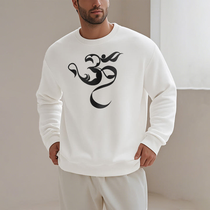 Buddha Stones Om Figure Design Fleece Lined Polyester Sweatshirt