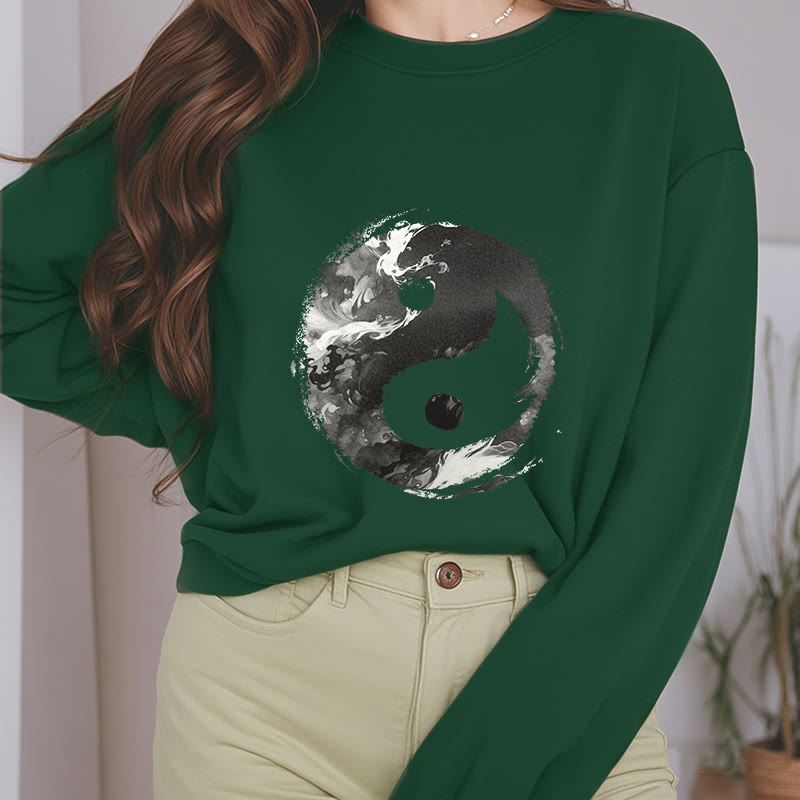 Buddha Stones Yin Yang Fleece Lined Polyester Sweatshirt