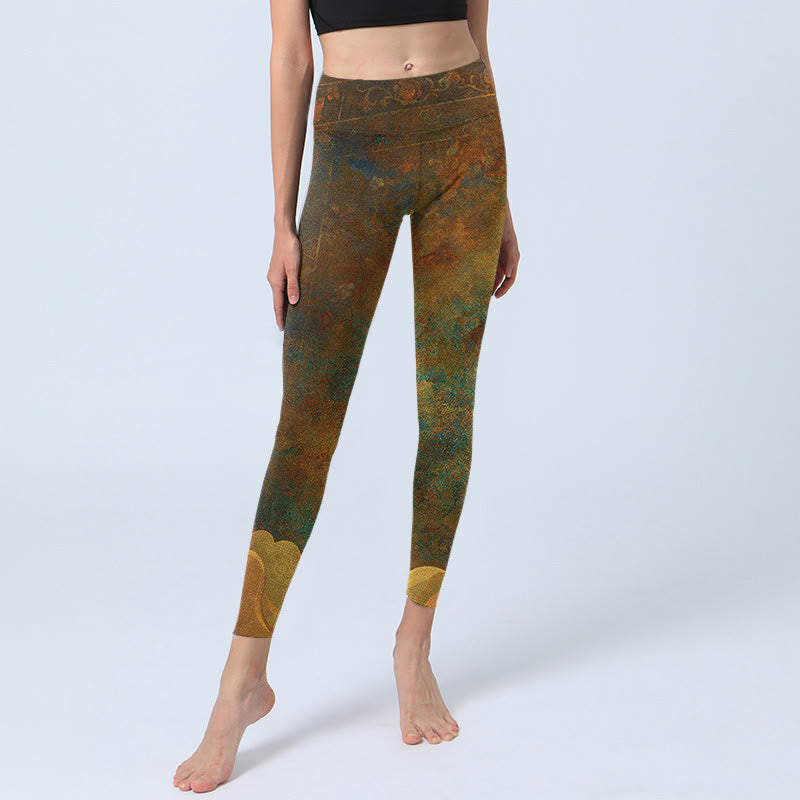 Buddha Stones Auspicious Clouds Print Lycra Fabric Fitness Leggings Women's Yoga Pants - image 7