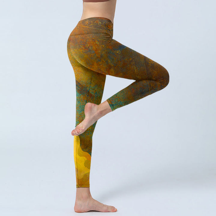 Buddha Stones Auspicious Clouds Print Lycra Fabric Fitness Leggings Women's Yoga Pants - image 6