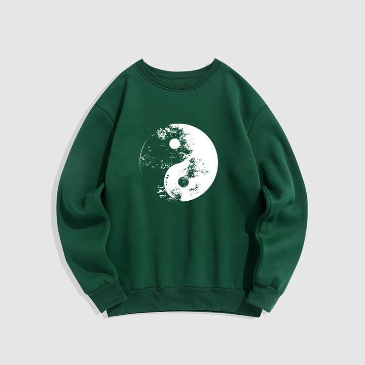 Buddha Stones Yin Yang Tai Chi Pattern Fleece Lined Sweatshirt