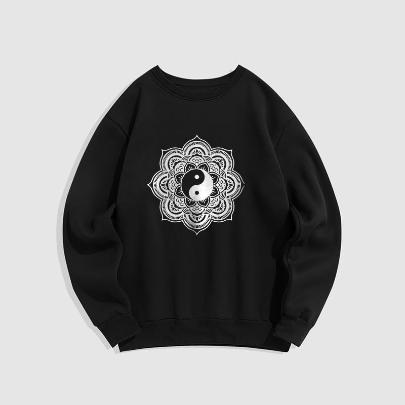 Buddha Stones Mandala Yin Yang Fleece Lined Polyester Sweatshirt