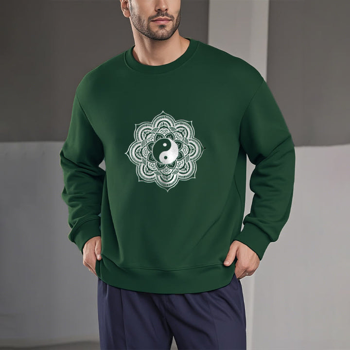 Buddha Stones Mandala Yin Yang Fleece Lined Polyester Sweatshirt