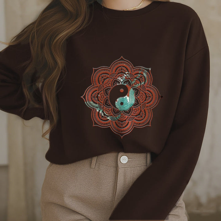 Buddha Stones Mandala Yin Yang Fleece Lined Polyester Sweatshirt