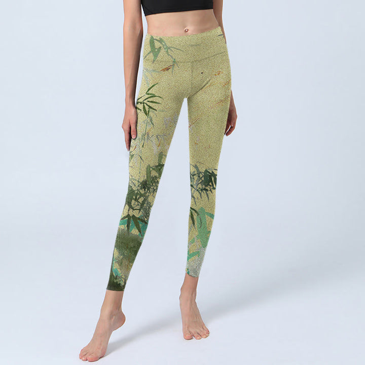 Buddha Stones Bamboo Print Lycra Fabric Fitness Leggings Women's Yoga Pants - image 5