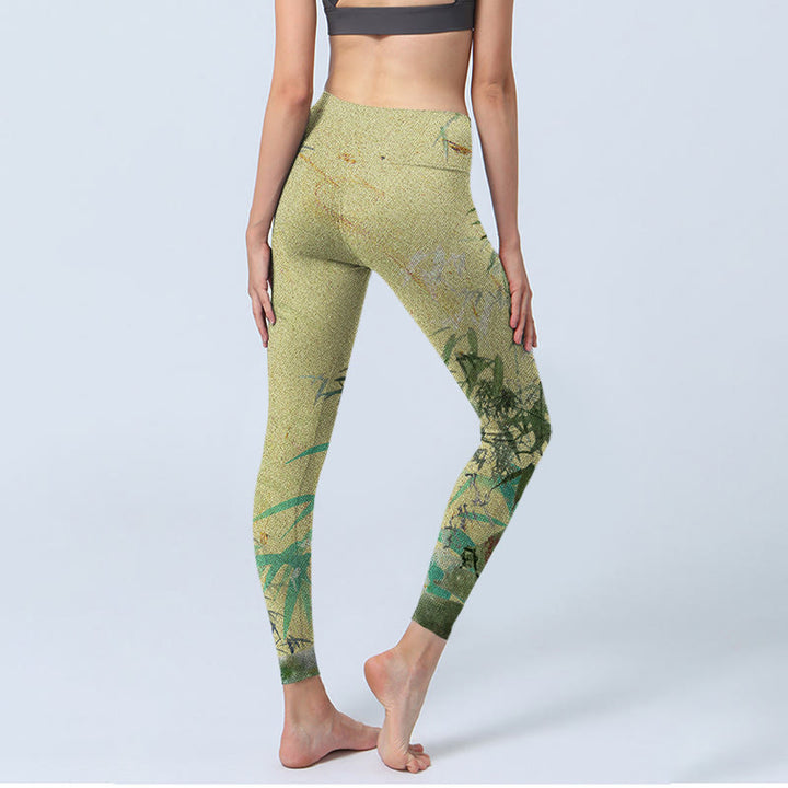 Buddha Stones Bamboo Print Lycra Fabric Fitness Leggings Women's Yoga Pants - image 3