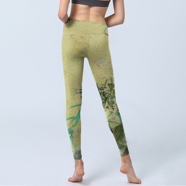 Buddha Stones Bamboo Print Lycra Fabric Fitness Leggings Women's Yoga Pants - image 6