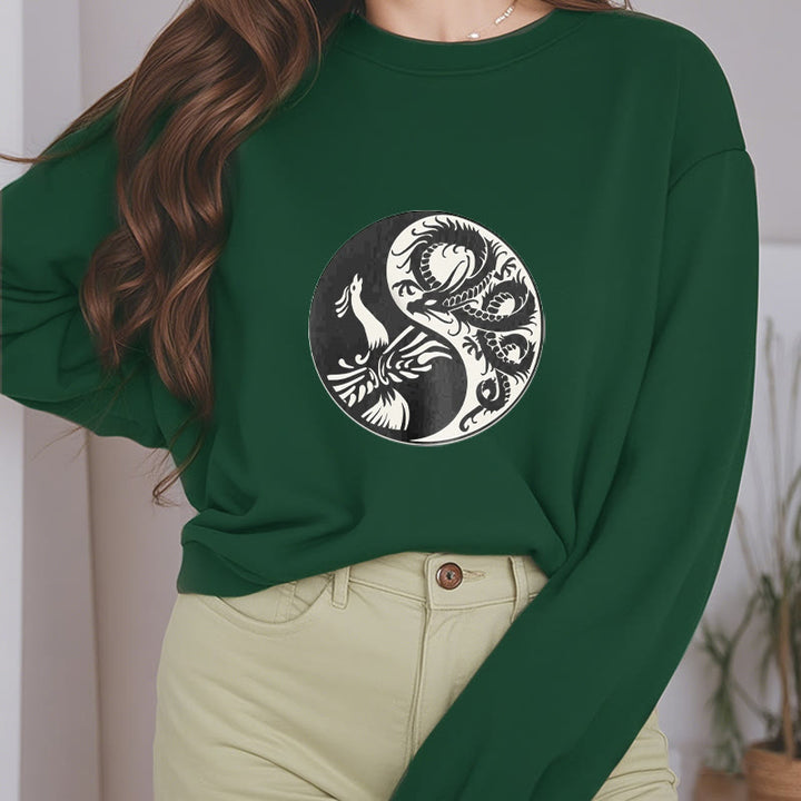 Buddha Stones Phoenix Yin Yang Fleece Lined Polyester Sweatshirt