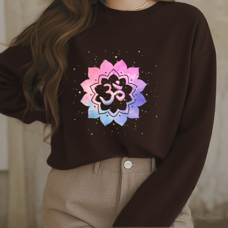 Buddha Stones Om Colorful Lotus Fleece Lined Polyester Sweatshirt