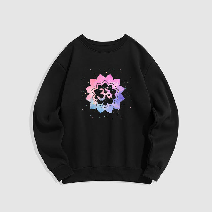 Buddha Stones Om Colorful Lotus Fleece Lined Polyester Sweatshirt