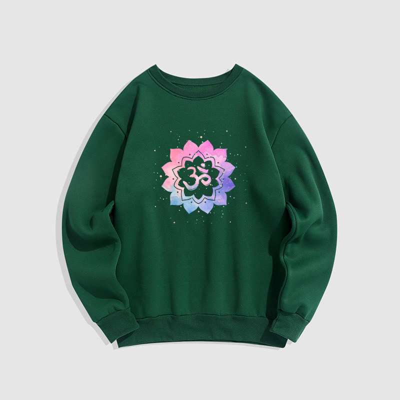 Buddha Stones Om Colorful Lotus Fleece Lined Polyester Sweatshirt