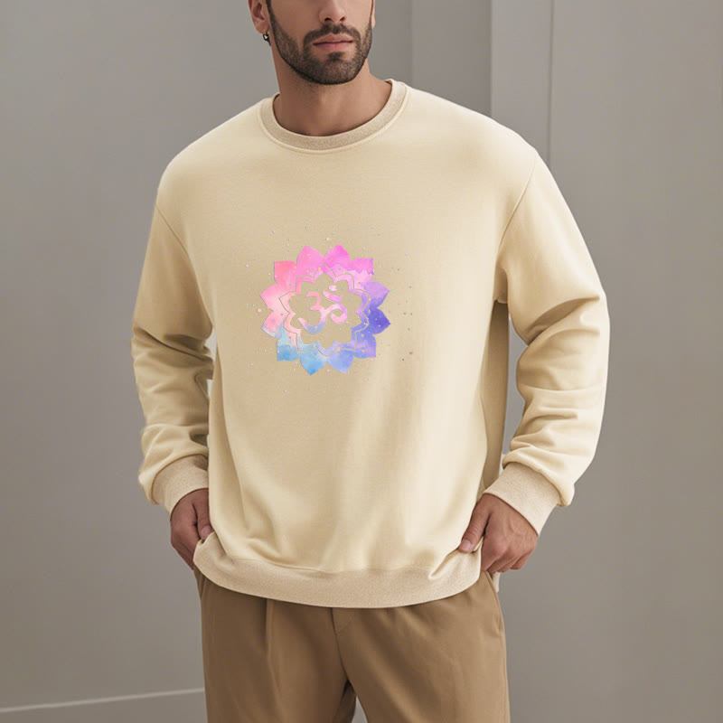 Buddha Stones Om Colorful Lotus Fleece Lined Polyester Sweatshirt