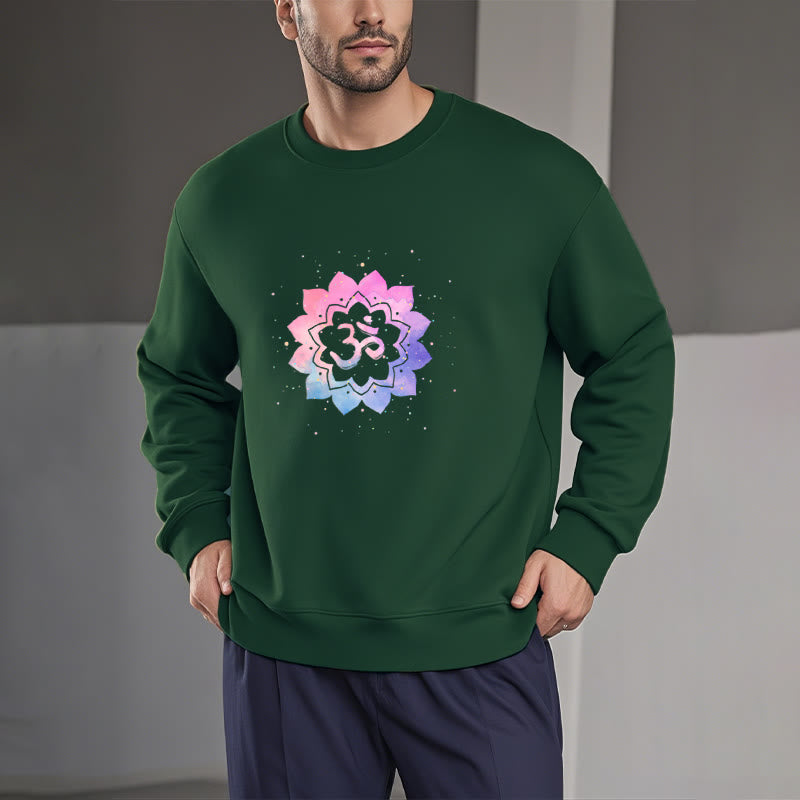 Buddha Stones Om Colorful Lotus Fleece Lined Polyester Sweatshirt