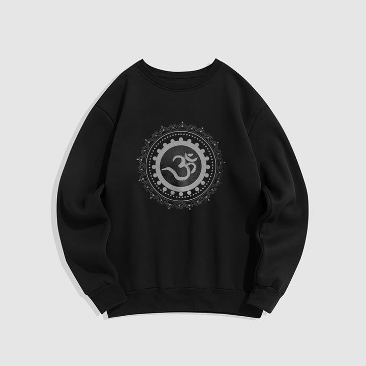 Buddha Stones Om Mandala Pattern Fleece Lined Polyester Sweatshirt