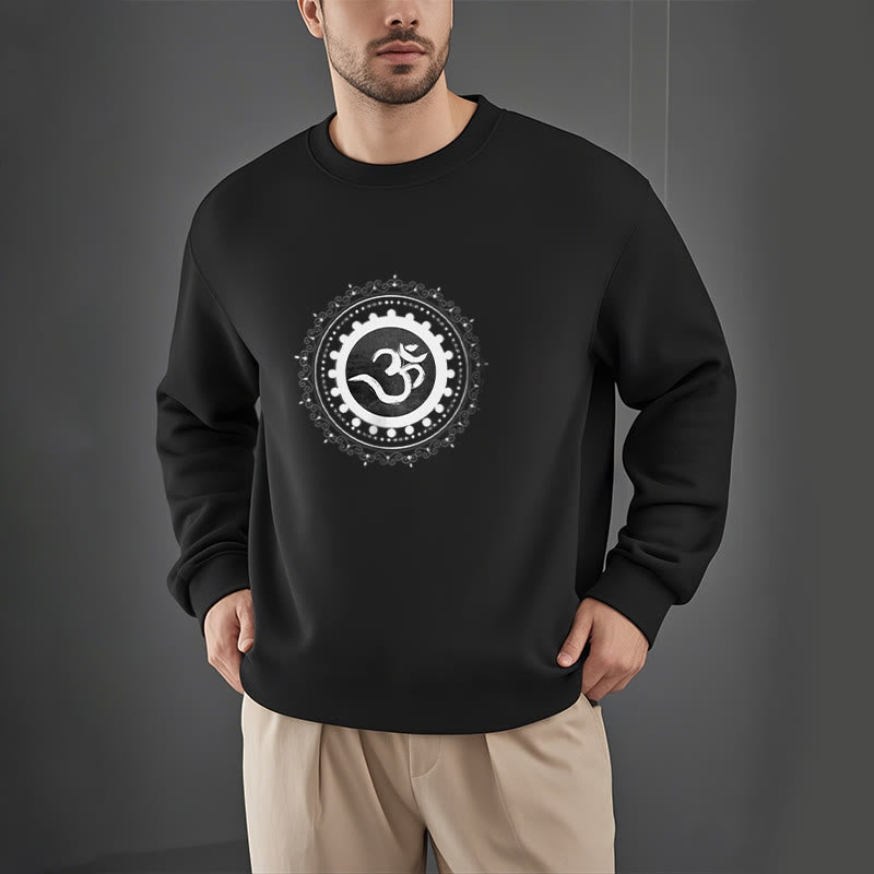 Buddha Stones Om Mandala Pattern Fleece Lined Polyester Sweatshirt