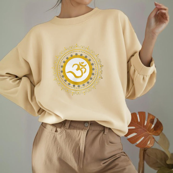 Buddha Stones Om Mandala Pattern Fleece Lined Polyester Sweatshirt