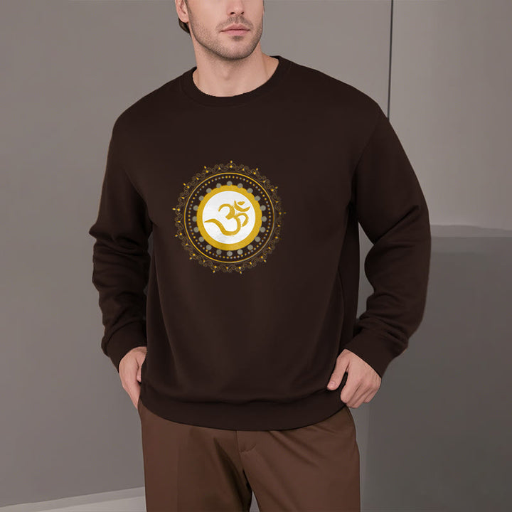 Buddha Stones Om Mandala Pattern Fleece Lined Polyester Sweatshirt