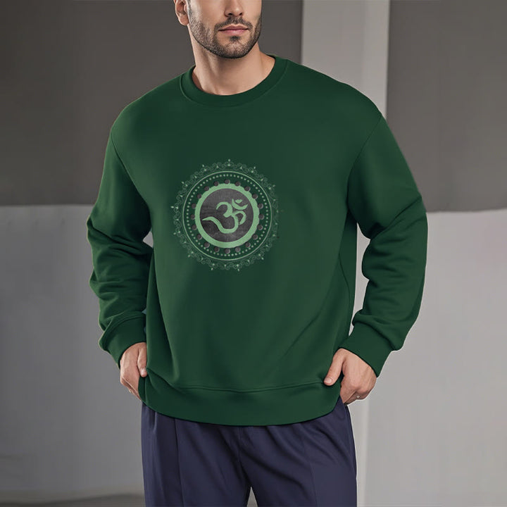 Buddha Stones Om Mandala Pattern Fleece Lined Polyester Sweatshirt