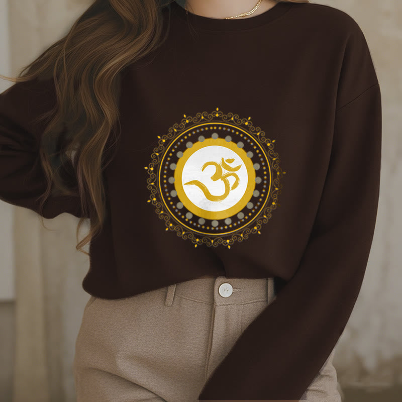 Buddha Stones Om Mandala Pattern Fleece Lined Polyester Sweatshirt